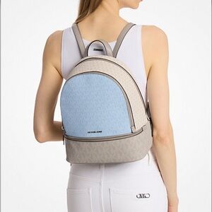 Michael Kors Light Blue and Grey Backpack